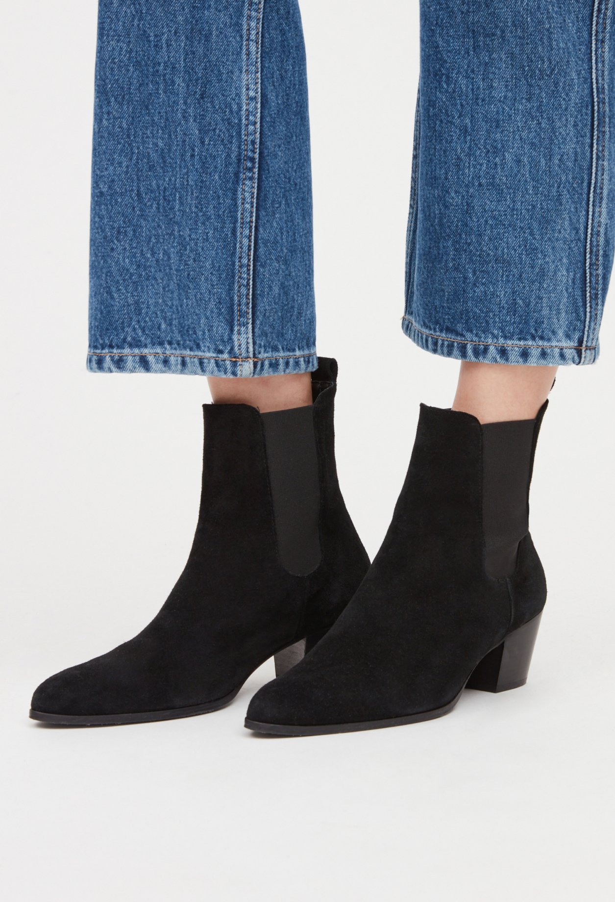 Bottines noires cuir suede
