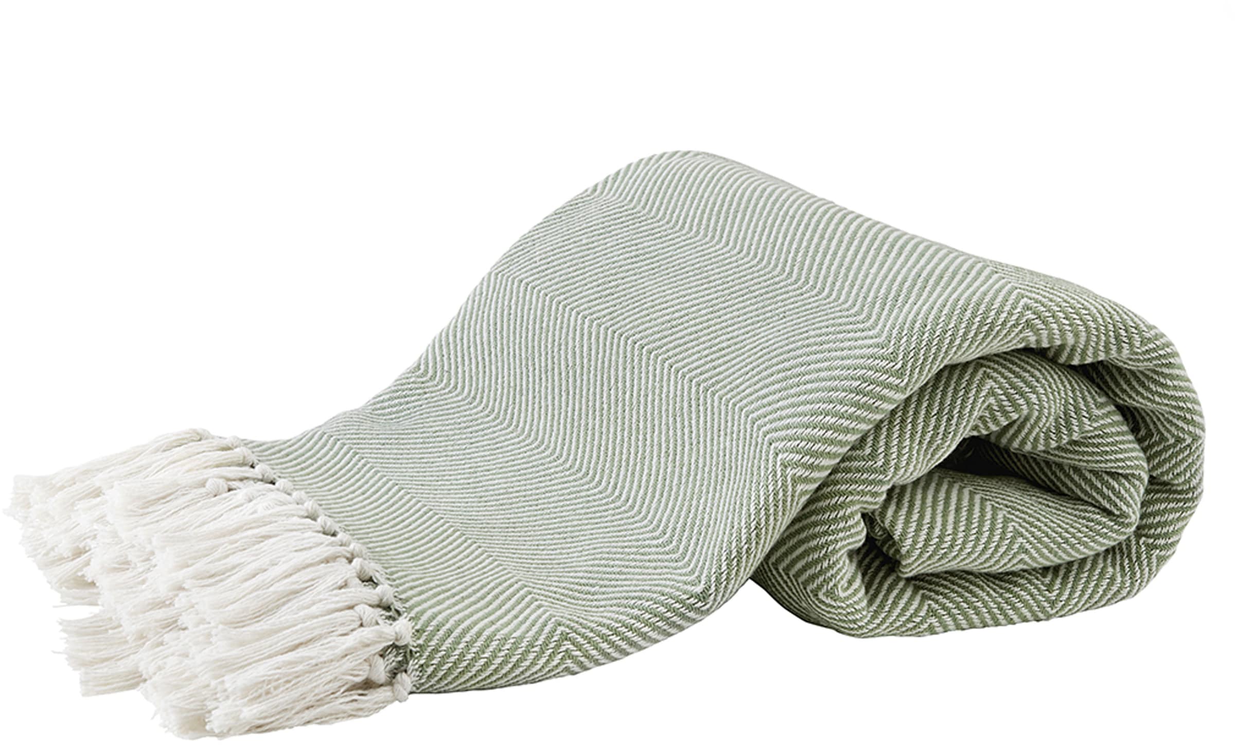 Primera Tagesdecke »Fransen« mit stylischem Fransenrand und Fischgrat-Muster