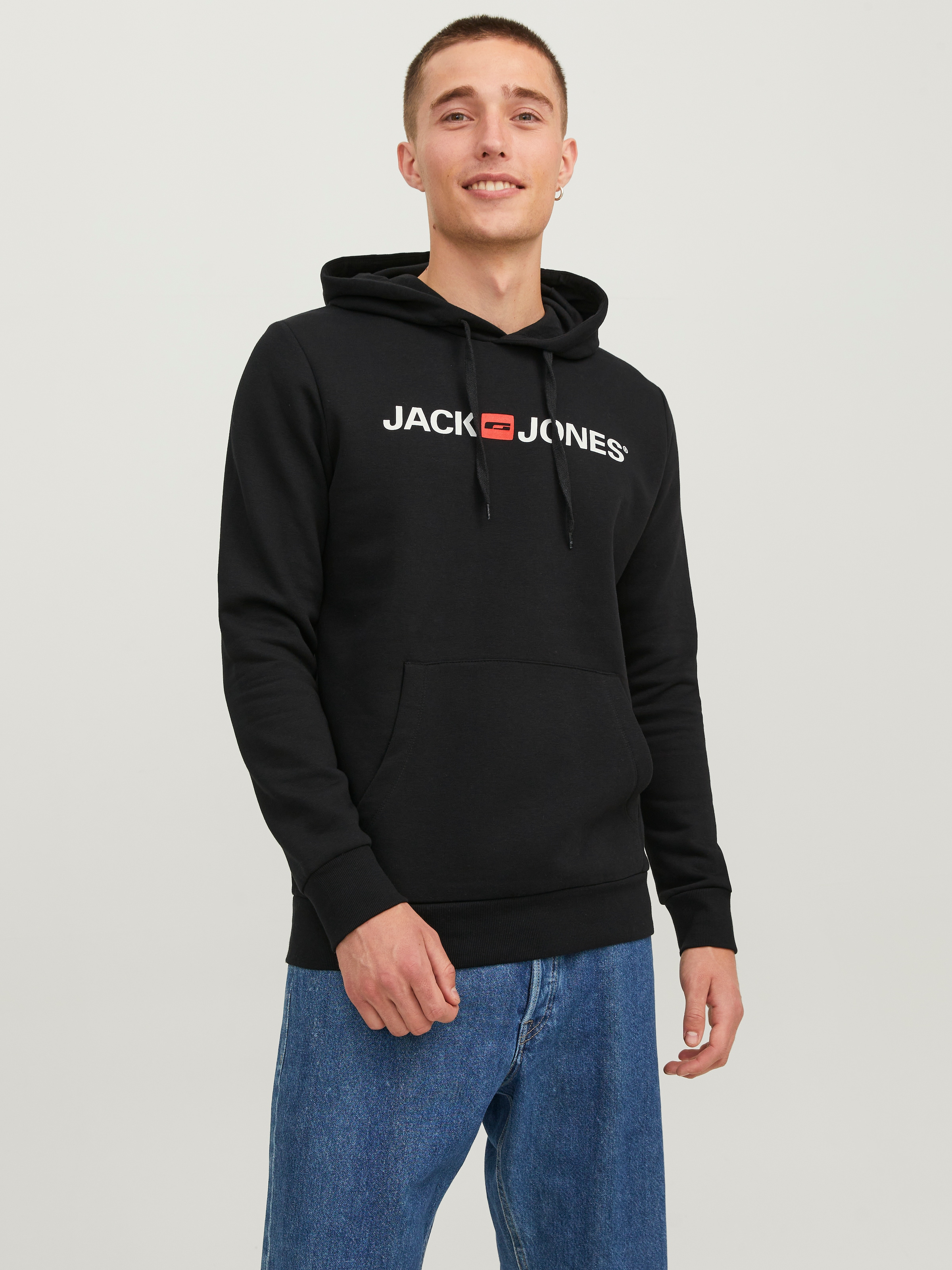 Jack & Jones Kapuzensweatshirt »JJECORP Hoodie mit Logo und hohem Tragekomfort«, bedruckt, casual, regular fit, Baumwollmischung, Rundhals