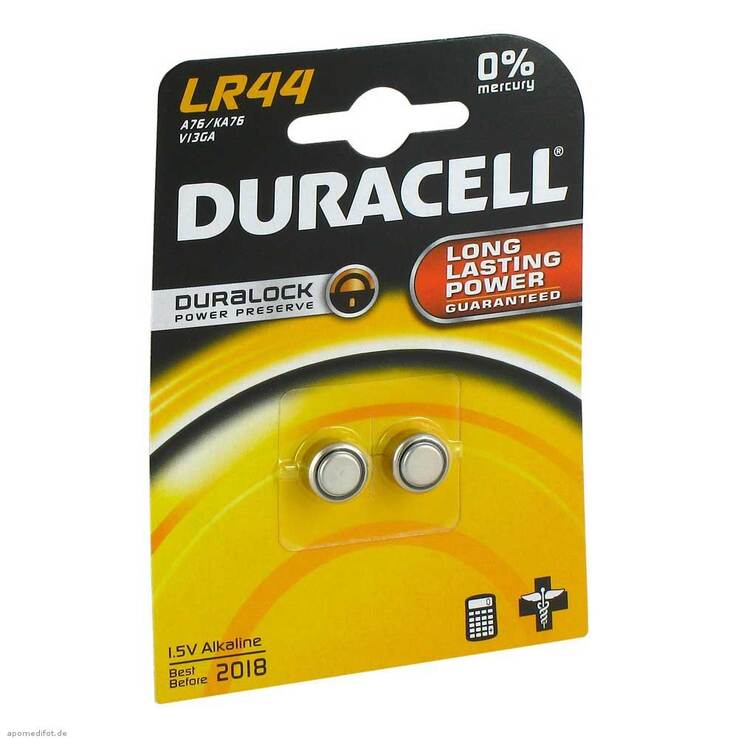 Batterien Knopfzelle LR 44 A76 Duracell, 2 St