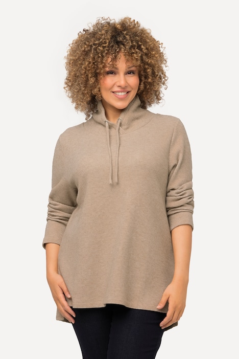 Sweatshirt, Waffelstruktur, Glitter, Stehkragen, Langarm