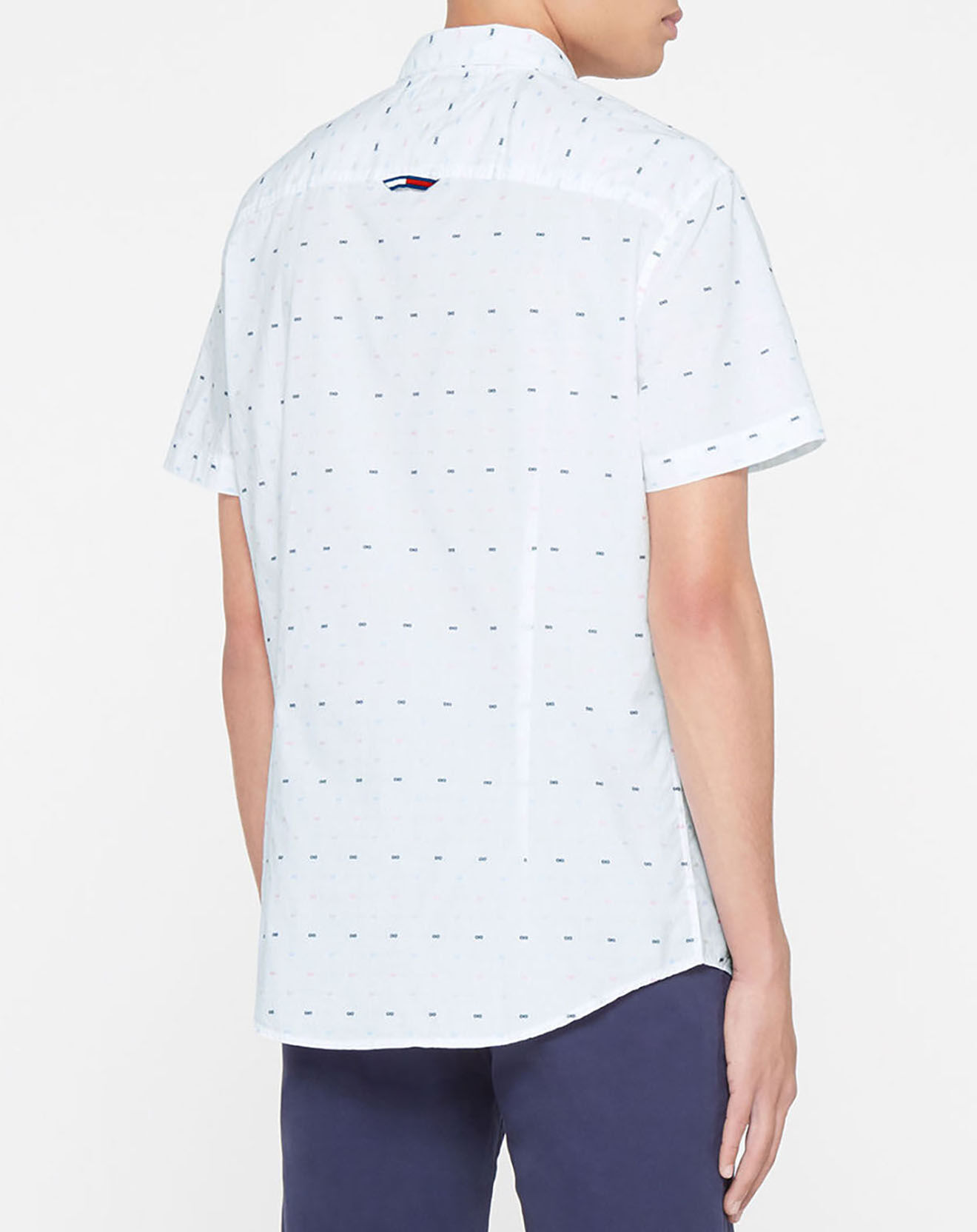 Tommy Jeans Chemise 100% Coton Bio slim fit Dobby imprimée blanche