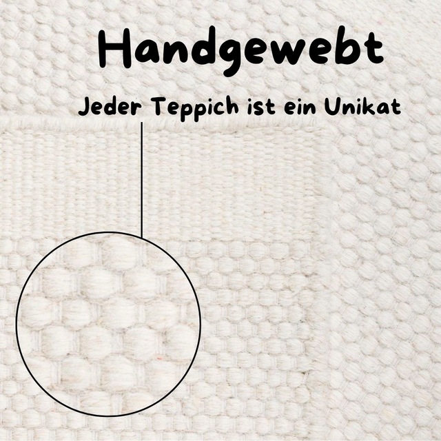 GOODproduct Wollteppich »Wolltraum Pur« rechteckig 10 mm Höhe Wendeteppich, handgewebt, Uni Farben, reine Wolle, Wohnzimmer