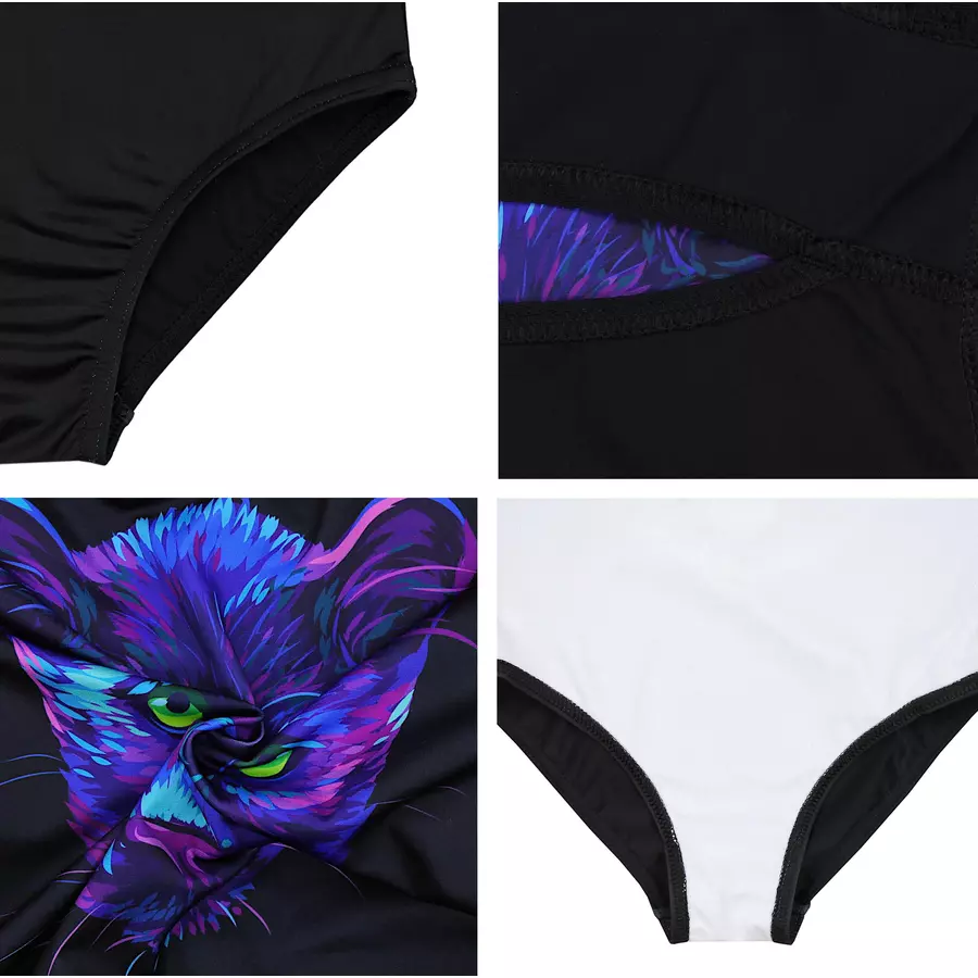 Aquarti Mädchen Badeanzug mit Ringerrücken Print schwarz Modell 3