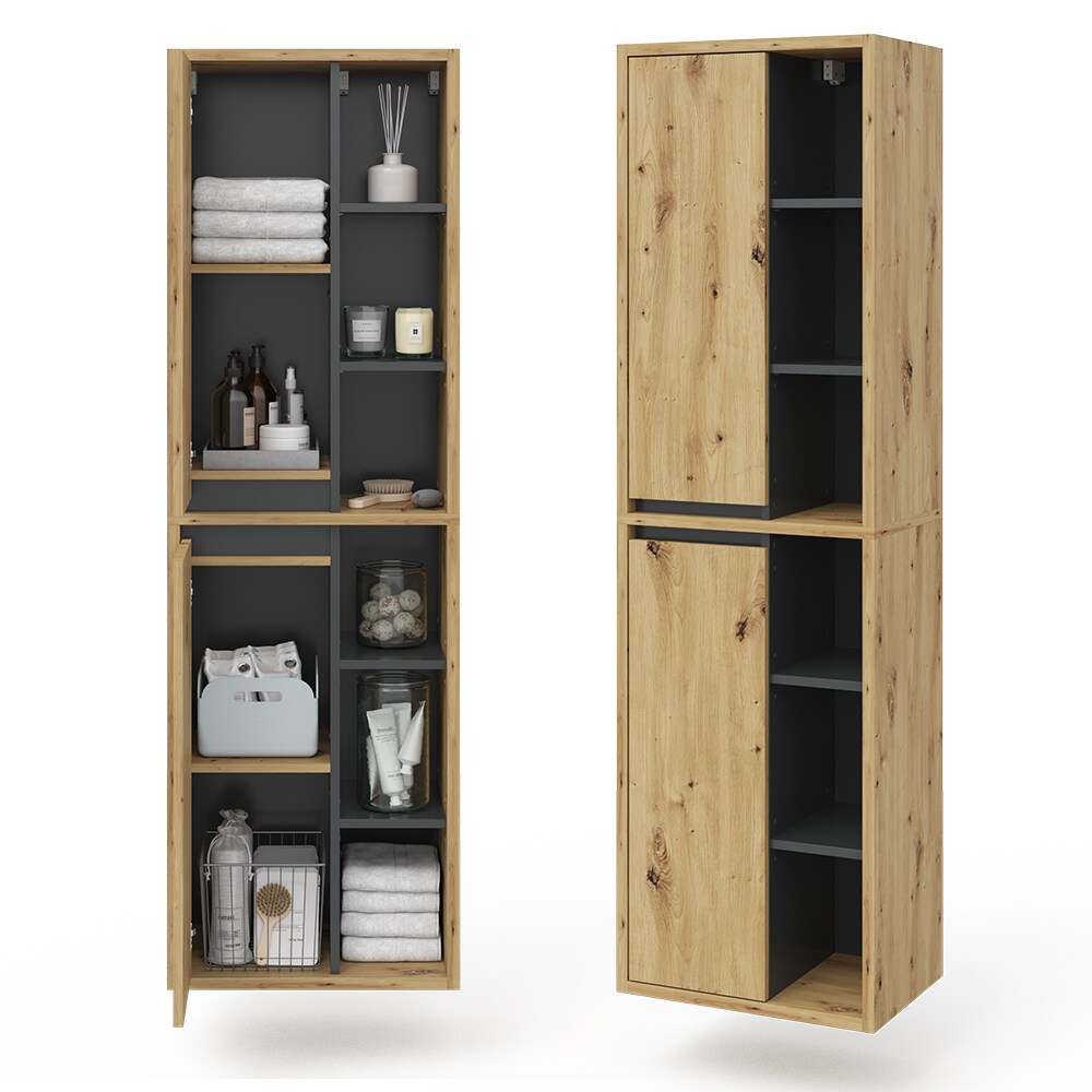 Vicco Badschrank Viola Eiche Hängeschrank Hochschrank 2 Türen Badmöbel Badregal