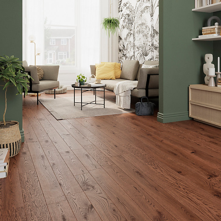 Parquet massif à clipser Skara M en chêne huilé brun