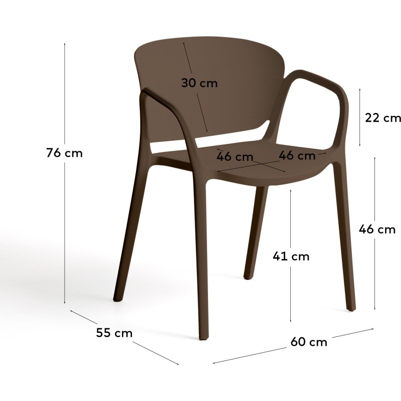 Chaise empilable d’extérieur Ania marron foncé