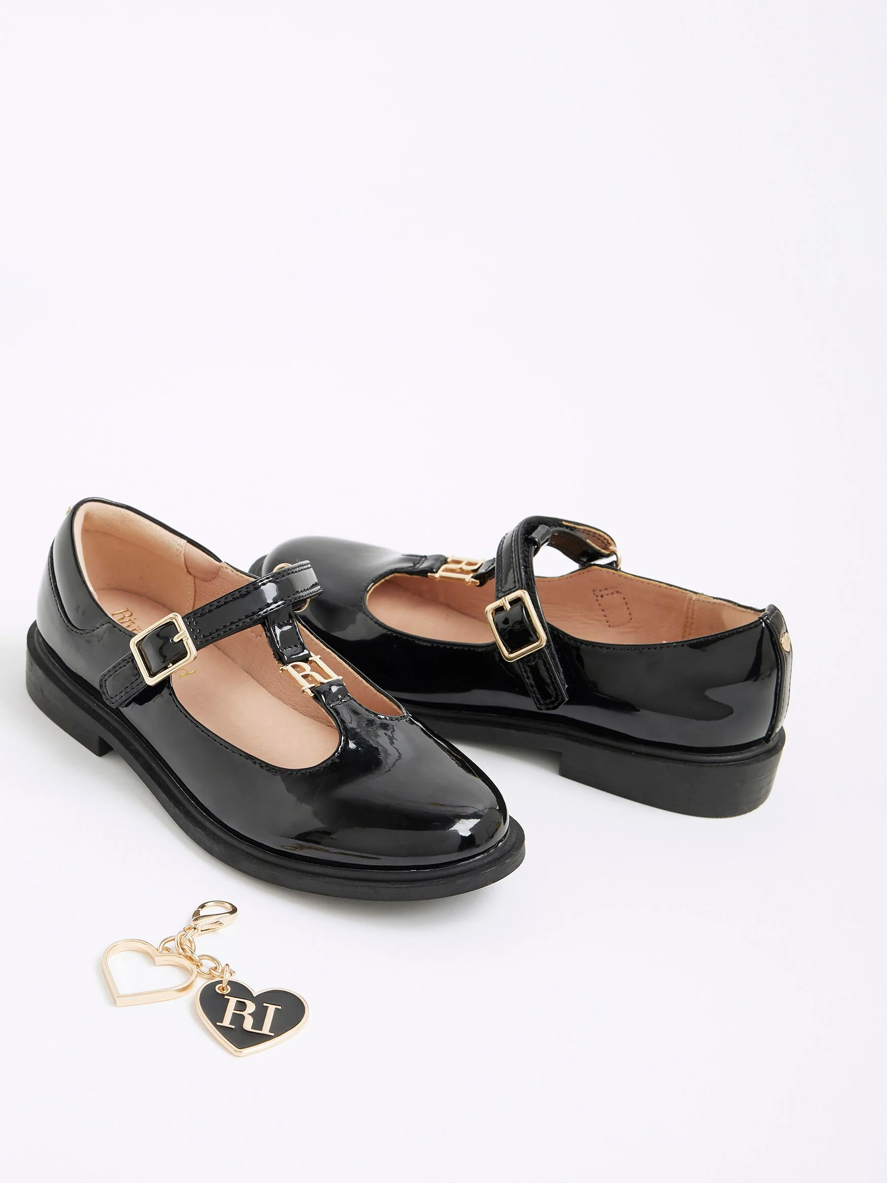 River Island T Bar Ballet With Charm Shoes