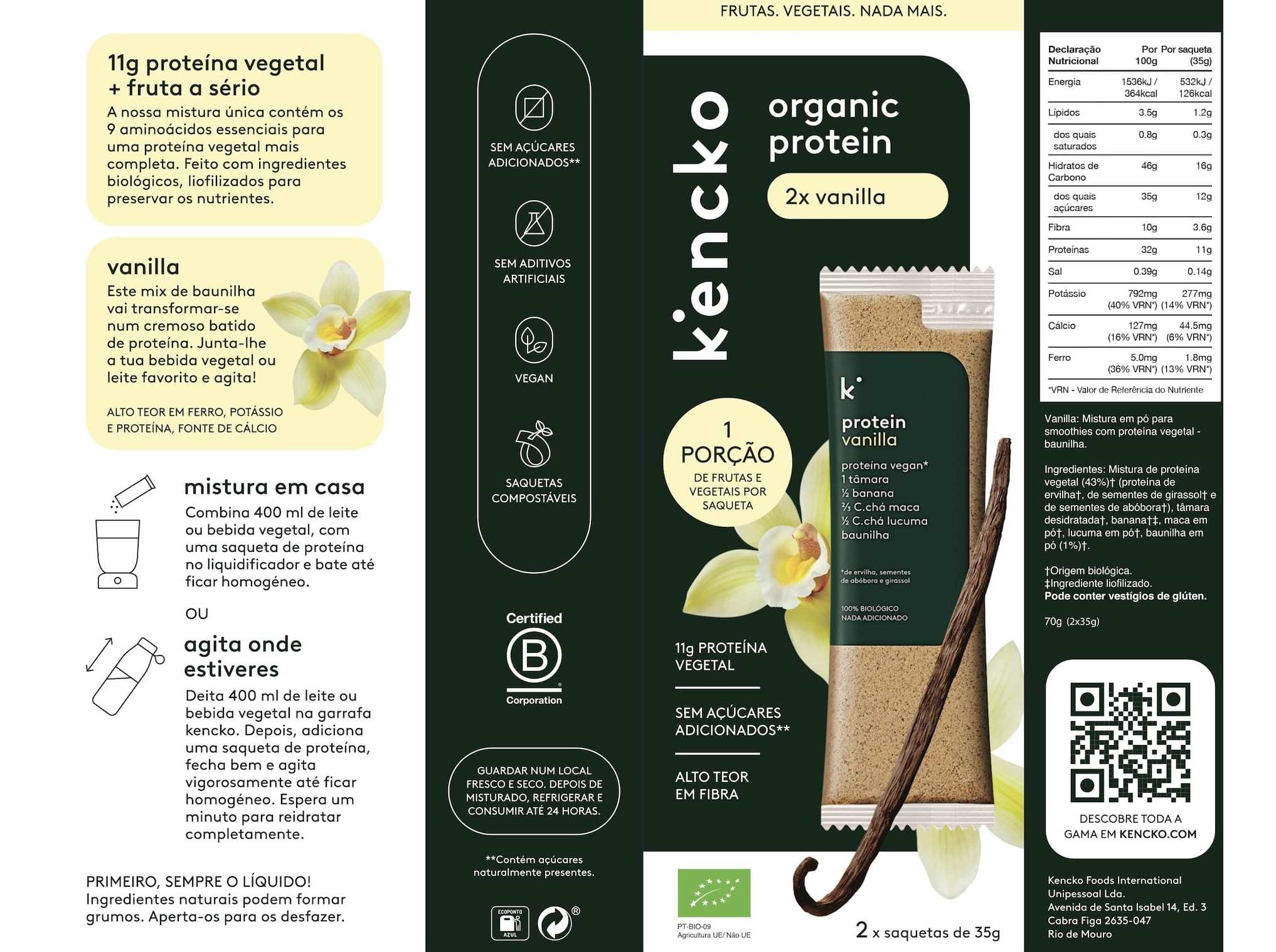 BATIDO KENCKO PROTEINA VEGAN BAUNILHA 2X35G