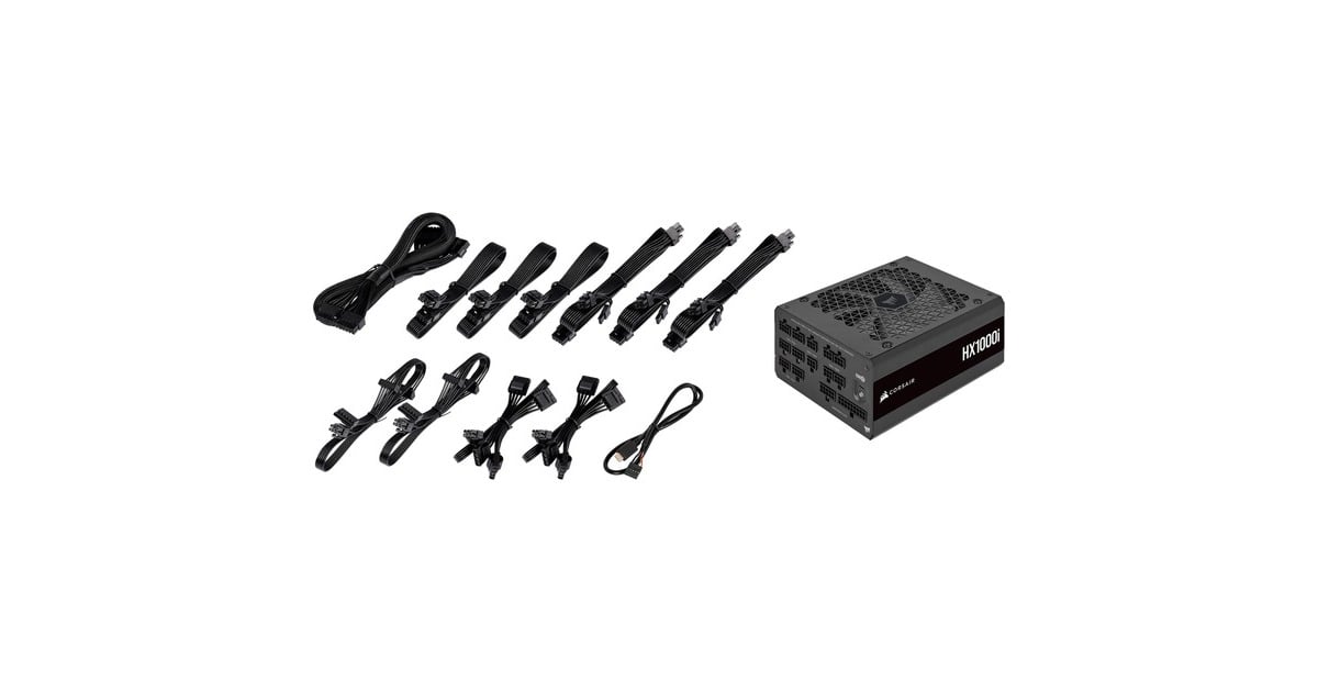 CorsairHX1000i modulaire 1000 watt voeding   (Zwart, 1x 12V-2x6, 4x PCIe)