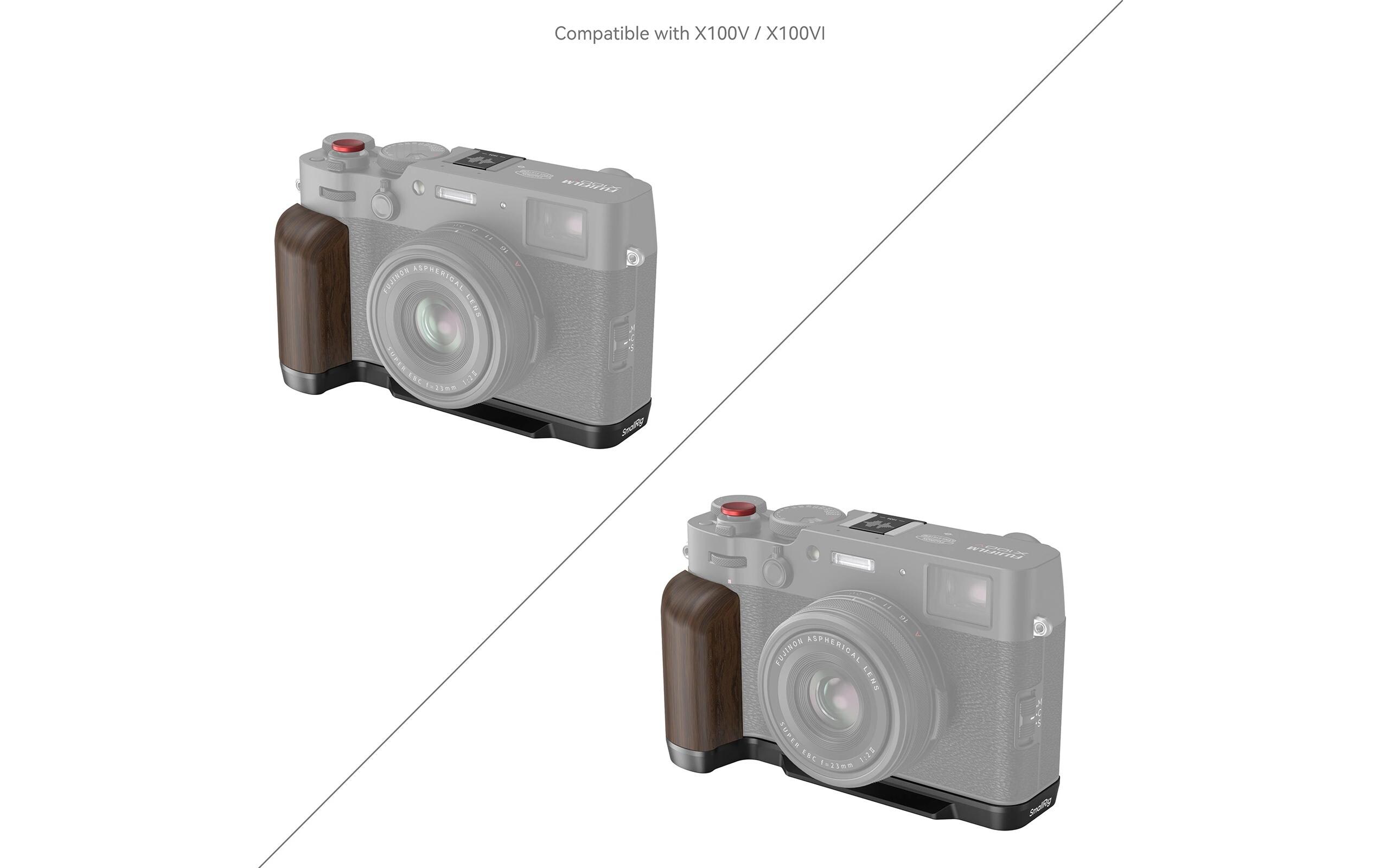 L-Winkel Fujifilm X100VI / X100V SchwarzL-förmiger Holzgriff für Fujifilm X100VI und X100V