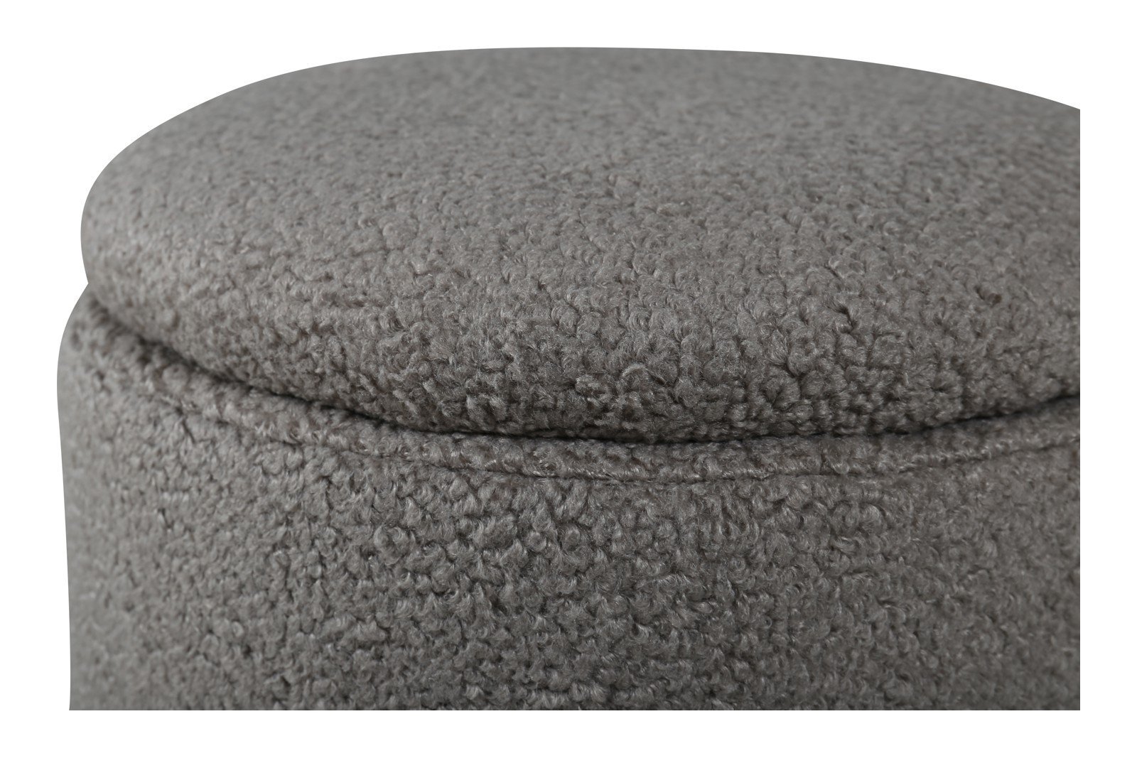 Limpen pall Ø32cm. Tekstil Teddy Grå. Med oppbevaring.