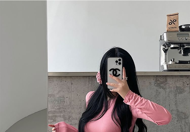 RainGirl - Lange mouwen, hoge hals, effen mini-A-lijn jurk