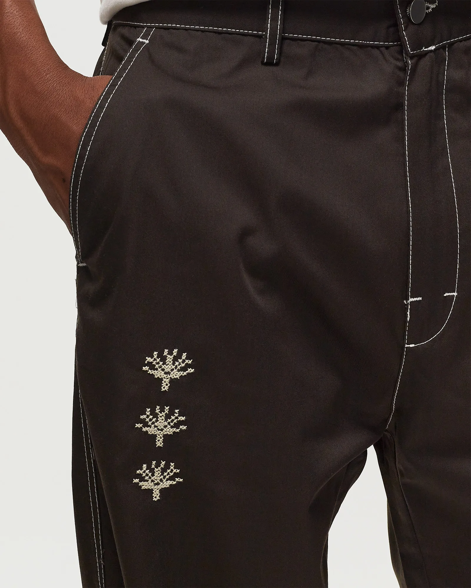 ADISH Shajarat Contrast Stitched Chino Trousers