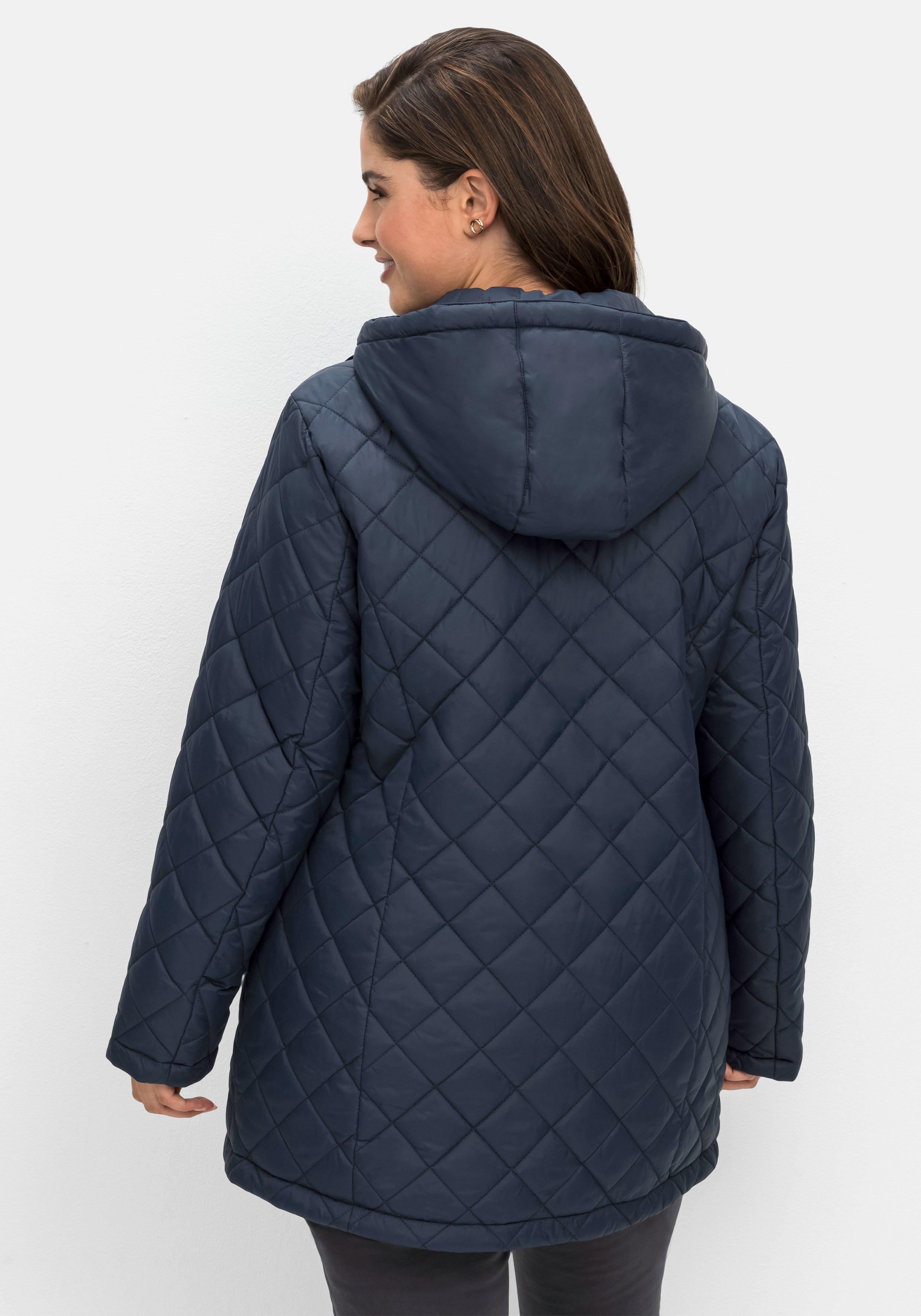 Steppjacke mit Kapuze und bedrucktem Futter