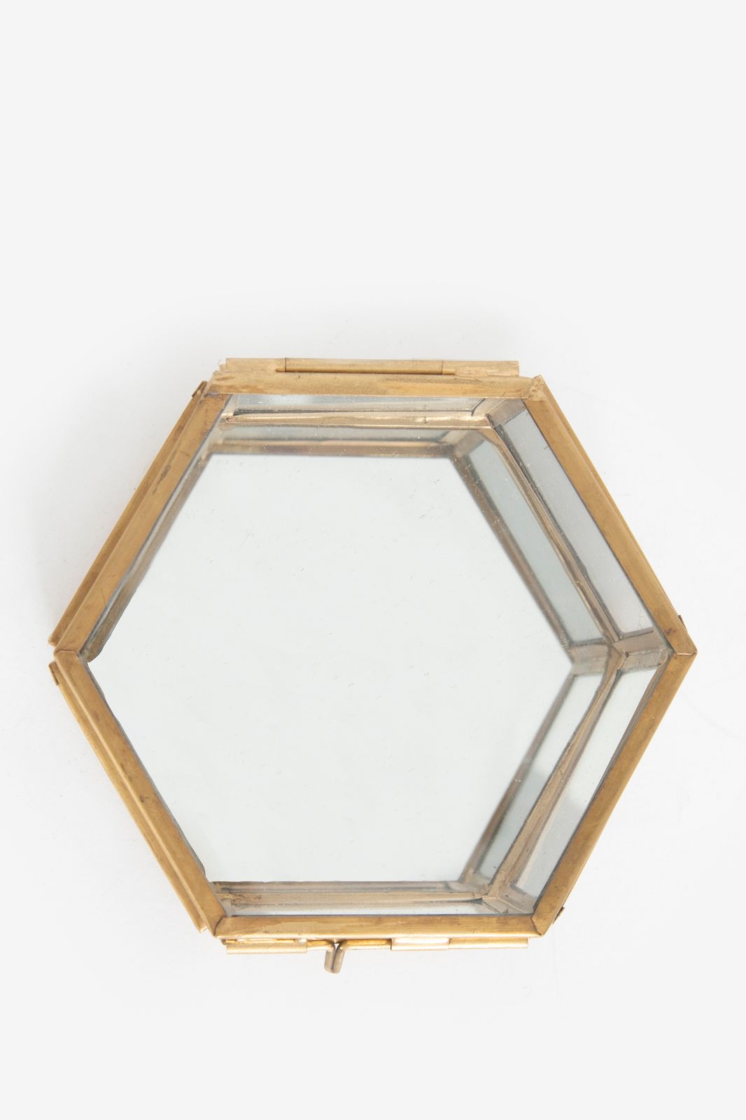 Gouden glazen box hexagon