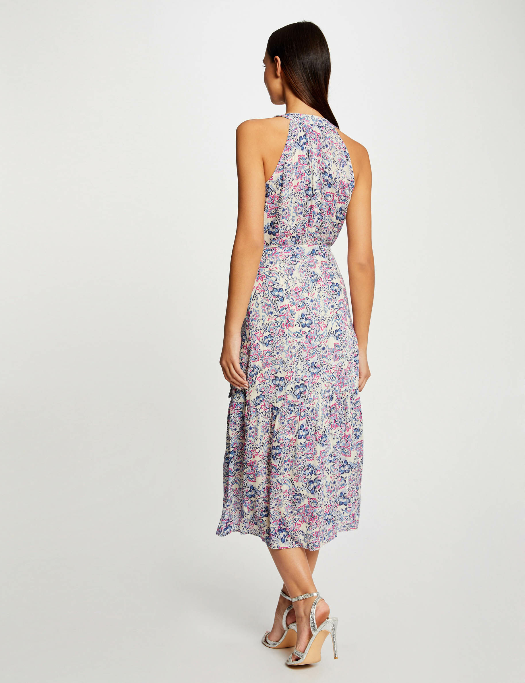 Robe midi portefeuille imprimé végétal multico femme - multico