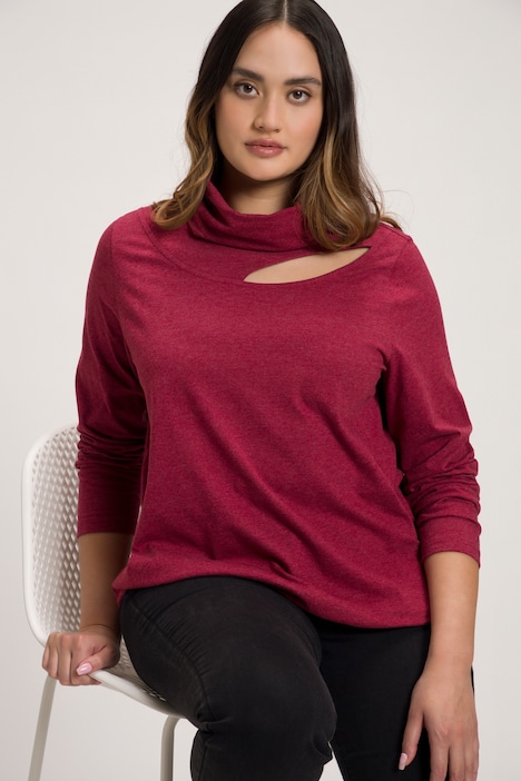 Shirt, Cut-Out, Classic, Stehkragen, Langarm