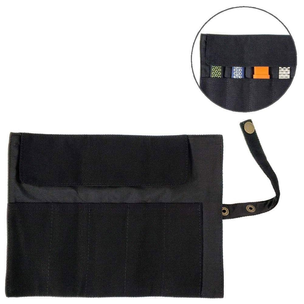 Stoff Aufbewahrungstasche Armband Organizer Smart Watch / Apple Watch (5x Fächer) - Schwarz
