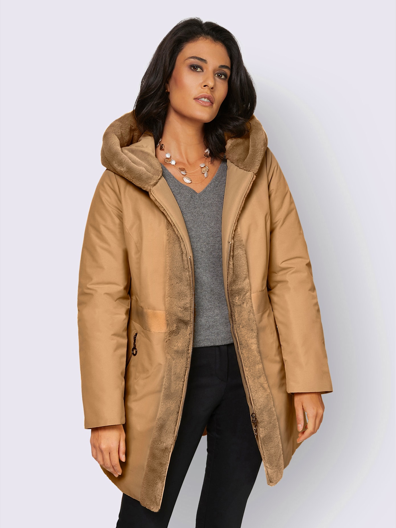 Veste empiècement imitation fourrure