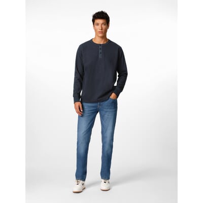 Herren-Henley-Shirt, Dunkelblau