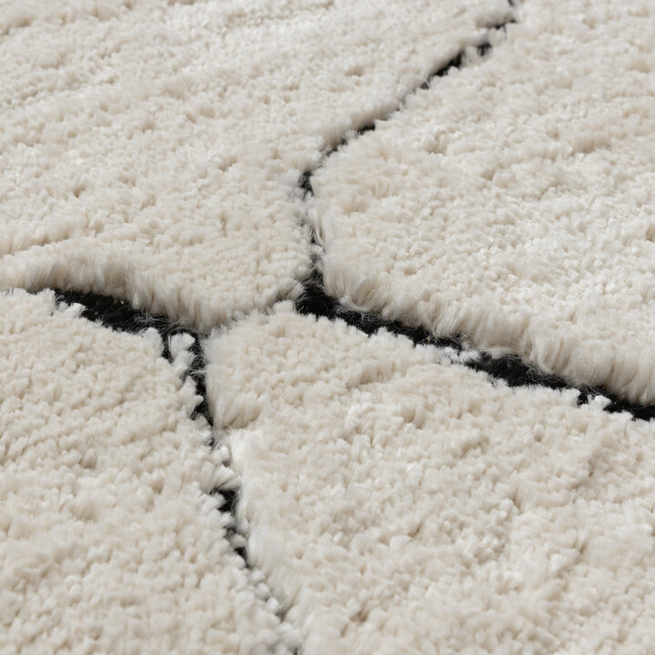 Scandinavisch vloerkleed - Yune Stone Creme/Zwart
