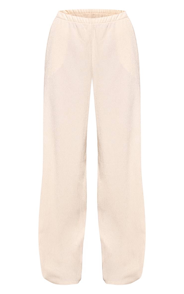 Crème Ensemble Coordonné Pantalon Large Texturé À Taille Élastiquée