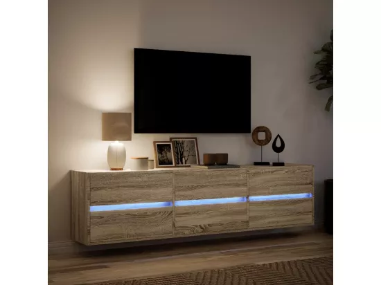Meuble TV mural avec LED chêne sonoma 180x31x45 cm