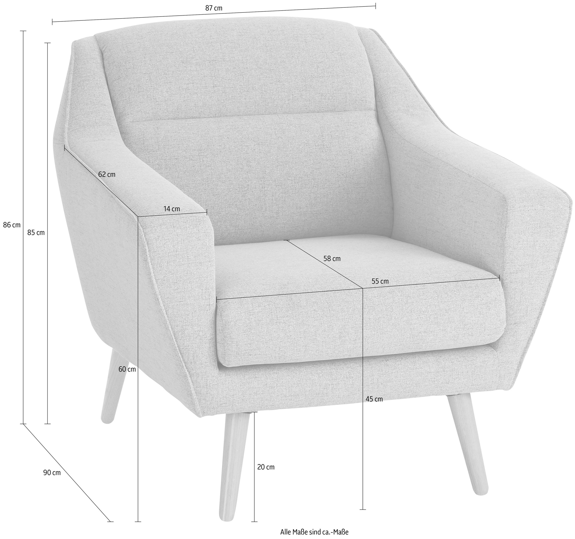 GOODproduct Sessel »Bille« mit Naht im Rückenkissen und Eiche-Beinen, Design by Morten Georgsen