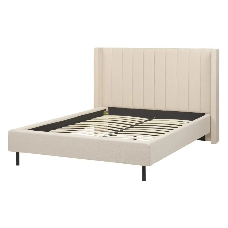 VILETTE - Tweepersoonsbed - Beige - 140 x 200 cm - Bouclé
