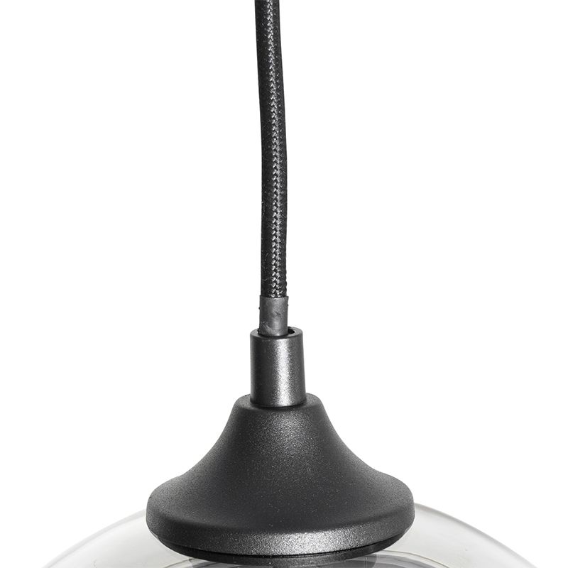 Art Deco hanglamp zwart met smoke glas 8-lichts - Sandra