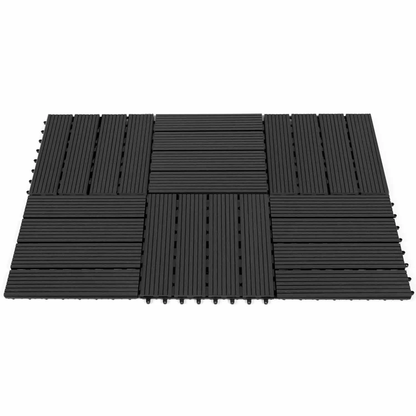 Lot de 5 dalles de terrasse WODHY clipsables bois composite noire 30 x 30 cm