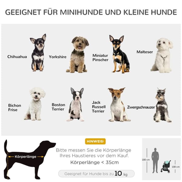 2 i 1 hundevogn Hundevogn med regntrekk Sammenleggbar for hunder og katter opptil 10 kg Kattevogn med putenetting Vinduer Dører Oppbevaringskurv Katte