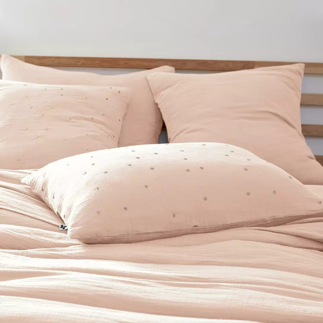 Taie d'oreiller rectangulaire gaze de coton (50 x 70 cm) Gaïa Chic Rose poudré