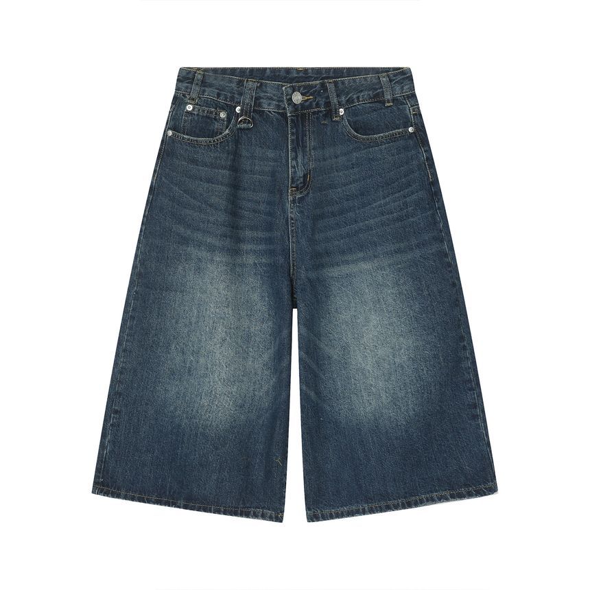 FAERIS - Gewassen denim shorts met hoge taille
