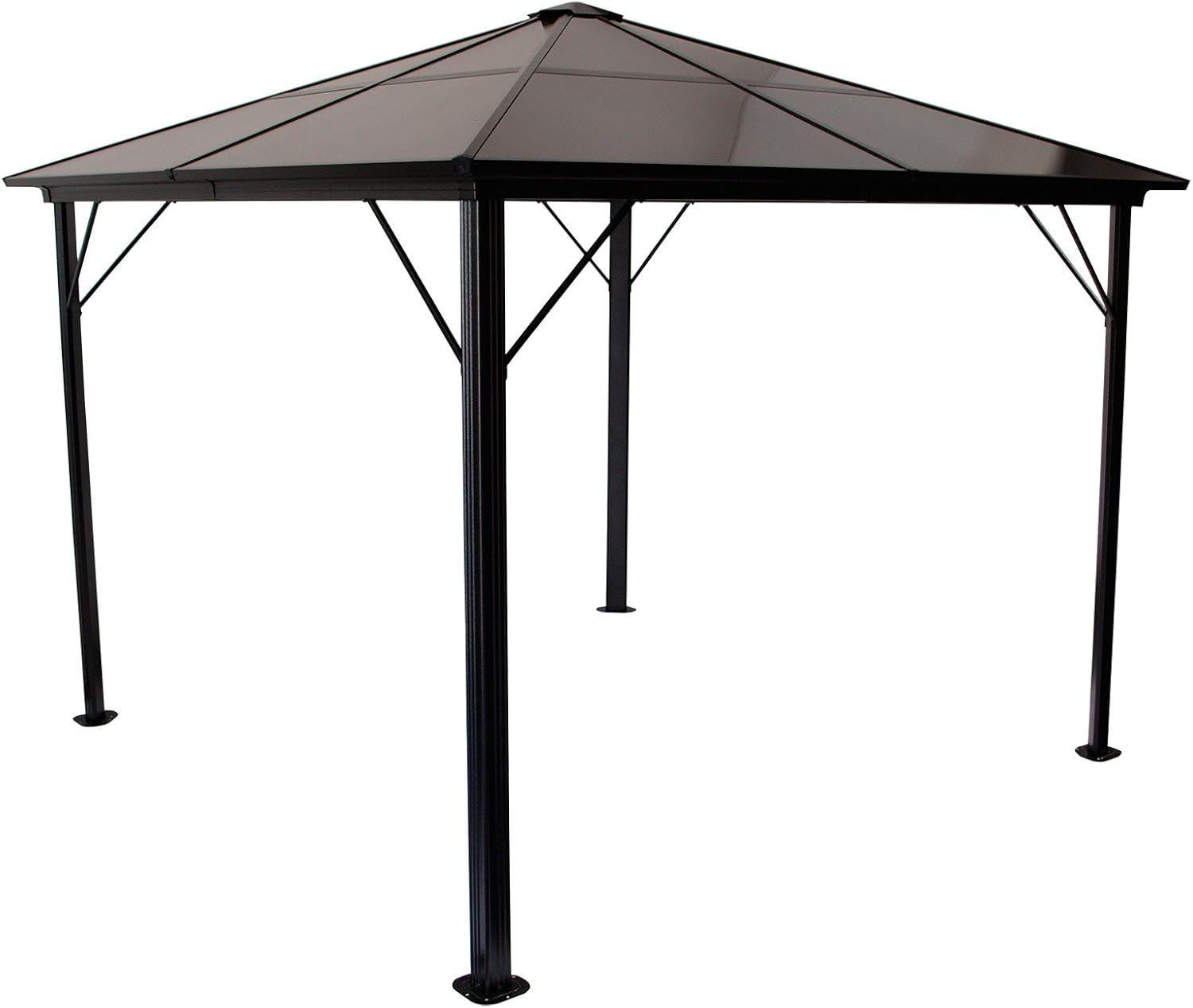 DEGAMO Garten Pavillon Montreal 3x3 Meter aus Aluminium schwarz, Dach mit PC Kunststoffplatten, Outdoor