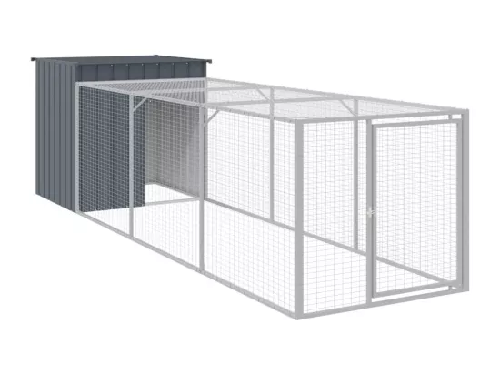 Poulailler avec cour anthracite 110x405x110 cm acier galvanisé
