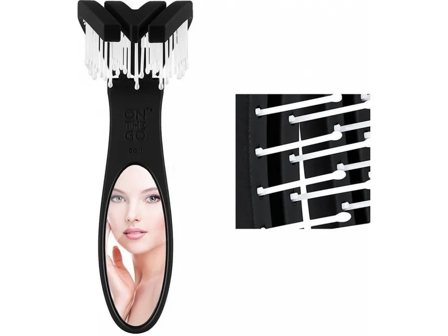 OLIVIA GARDEN_On The Go Detangle & Style compact hair brush with mirror