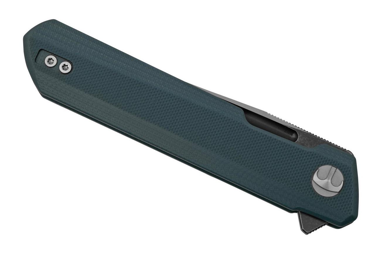 Bestechman Dundee BMK01F Grey G10, Satin D2 And Dark Coating, zakmes Ostap Hel design