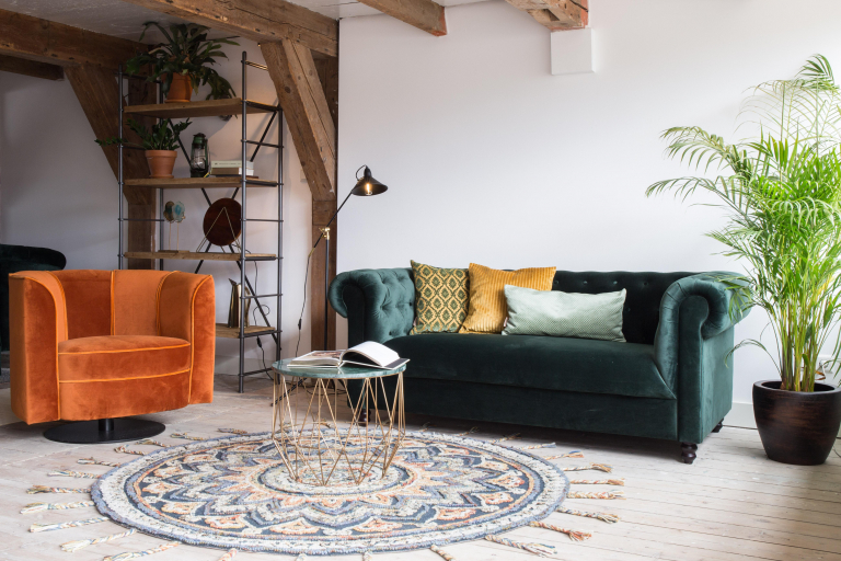 Dutchbone Flower fauteuil draaifauteuil oranje