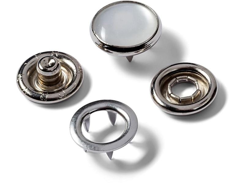 Prym Druckknöpfe Jersey Kappe Weiss, 12 mm, 6 Stück Nähfreie Druckknöpfe zum Nachfüllen