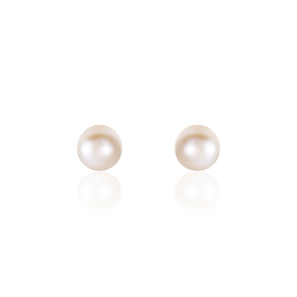 Boucles D'oreilles Puces Suki Rondes Nacres Or Jaune Perle De Culture