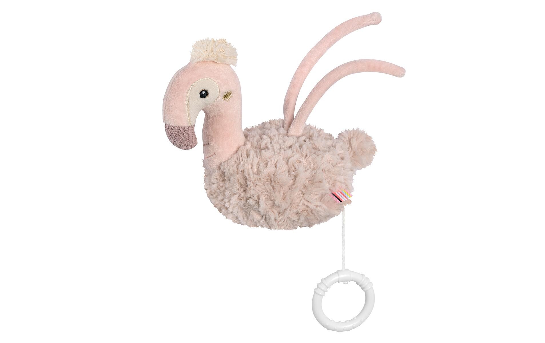 Spieluhr FlamingoAufzieh-Spieluhr mit sanfter Melodie «Schlaf Kindlein Schlaf»