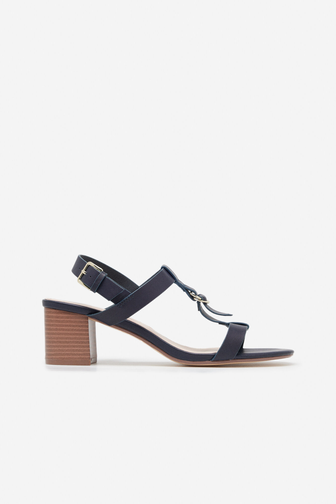 Sandalia tacón efeito madera - Azul marinho