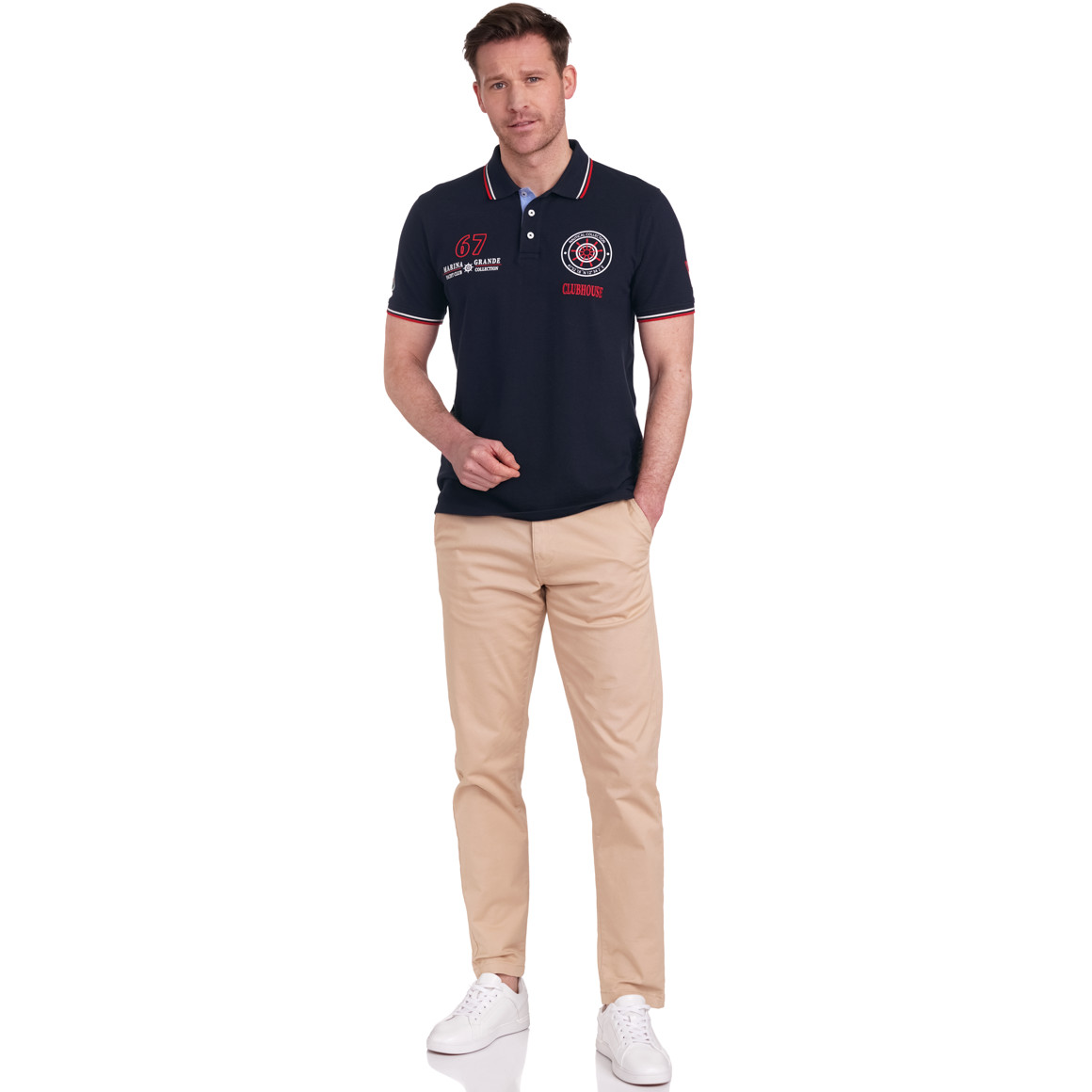 VanVaan Herren Poloshirt mit Print dunkelblau