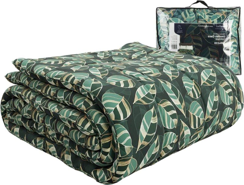 HappyBed - Golden Oase - Wasbaar Dekbed - 140x220 - Hoesloos Dekbed met Print - Enkel