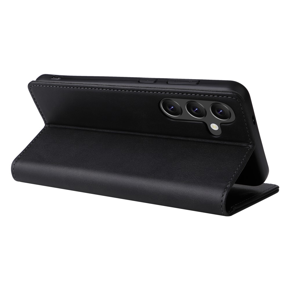 Samsung Galaxy A56 Leder Tasche Flip Wallet Etui mit Kartenfächern (RFID Schutz) - Schwarz