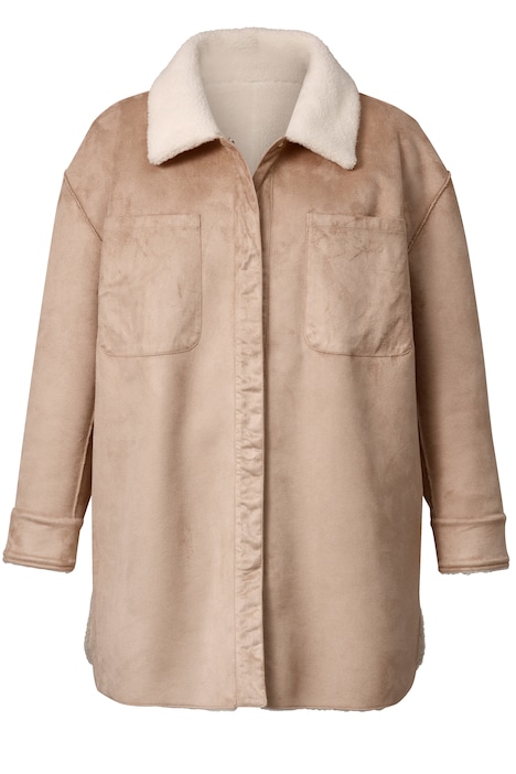 Wendejacke, Velours/Felloptik, Hemdkragen, Langarm