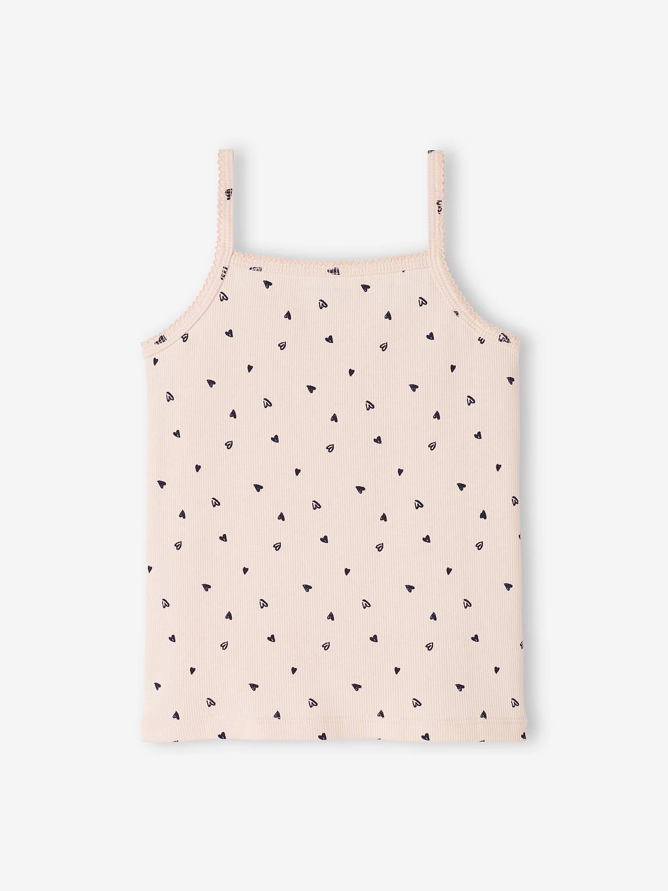 Conjunto de 3 tops estampados para meninas, estampa rosa claro.