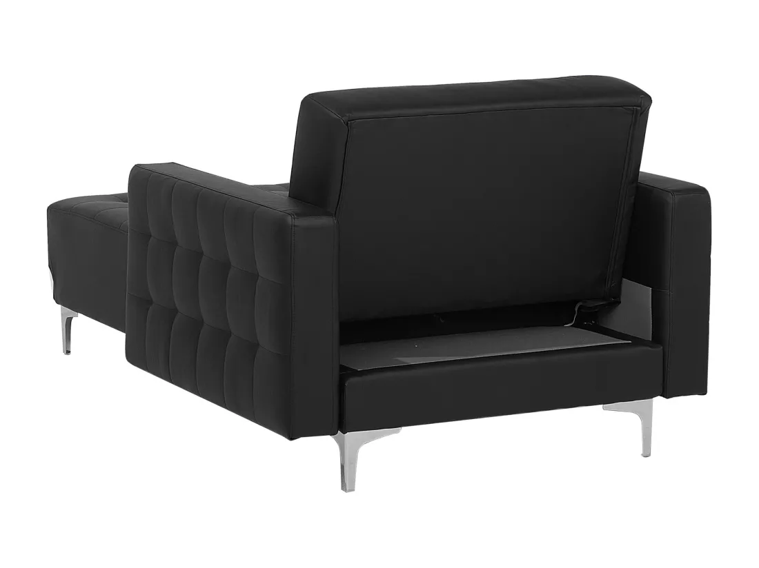 Chaise longue en cuir PU noir ABERDEEN